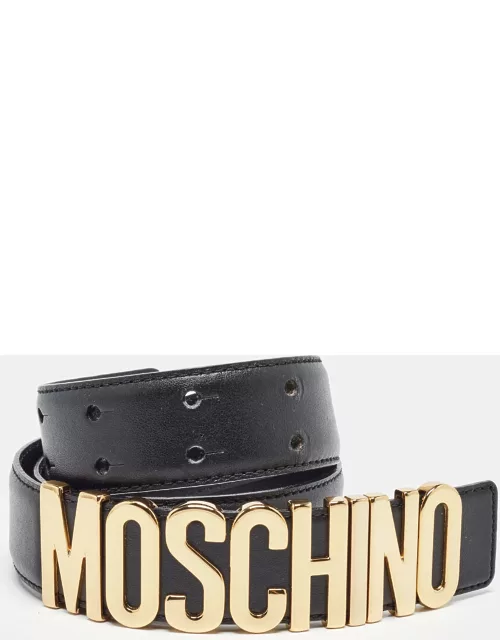 Moschino Black Leather Classic Logo Wait Belt