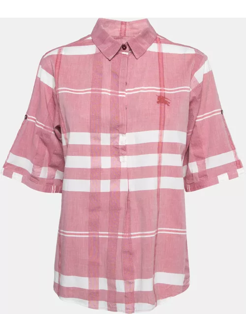 Burberry Brit Pink Checked Cotton Buttoned Tunic