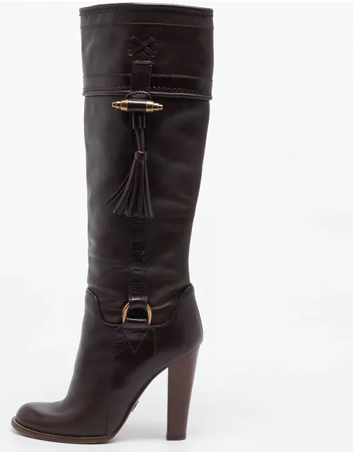 Dolce & Gabbana Brown Leather Knee Length Boot