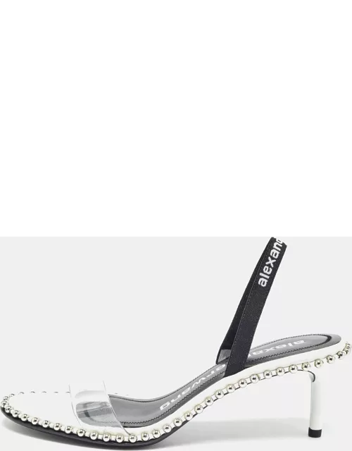 Alexander Wang White Leather and PVC Nova Slingback Sandal