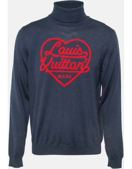 Louis Vuitton Blue Heart Intarsia Wool Sweater