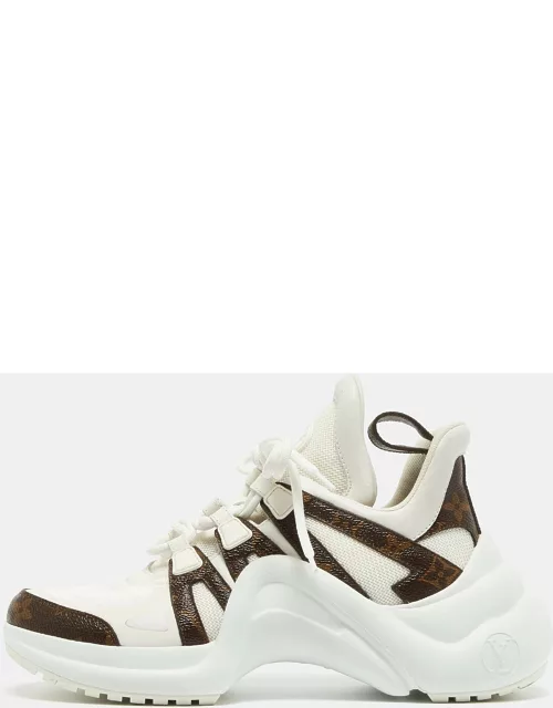 Louis Vuitton White/Brown Monogram Canvas and Mesh Archlight Sneaker