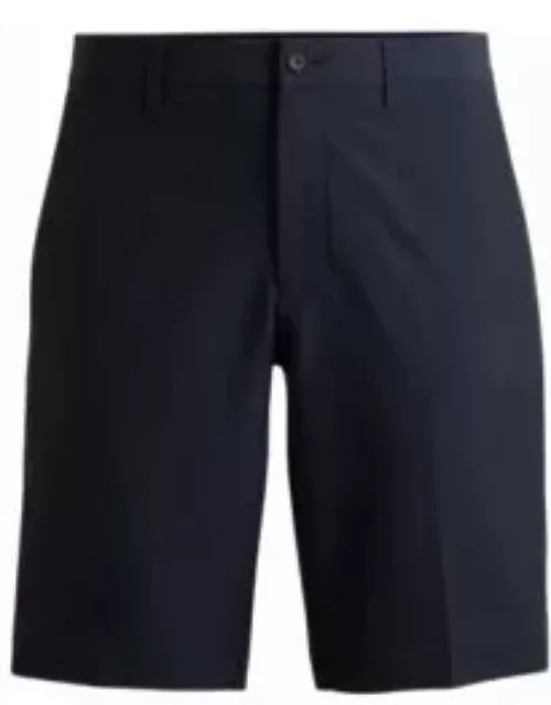 Slim-fit shorts in easy-iron four-way stretch fabric- Dark Blue Men's Short