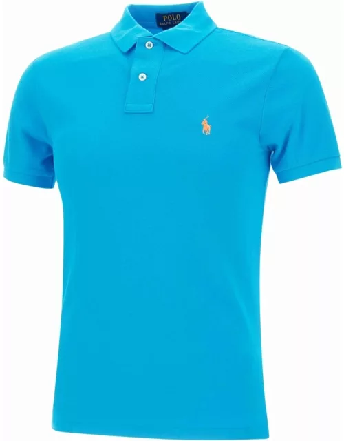 Polo Ralph Lauren Grotto Blue And Orange Slim-fit Piquet Polo Shirt