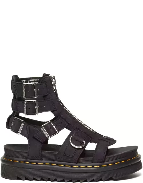 Dr. Martens Olson Sandals In Charcoal Grey Tumbled Nubuck