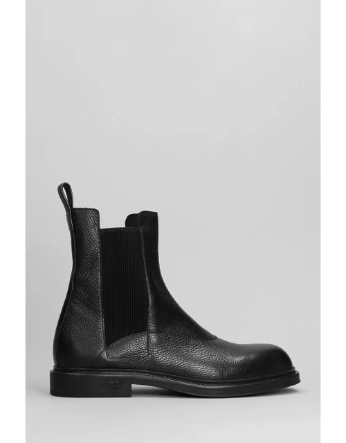 Emporio Armani Ankle Boots In Black Leather