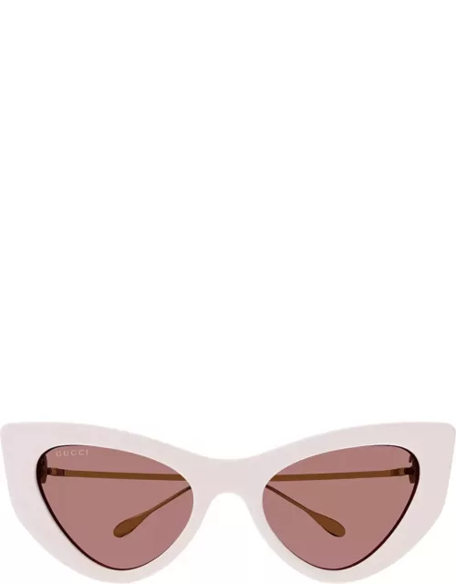 Gucci Eyewear Gg1565s Line Fork 003 Ivory Gold Red Sunglasse