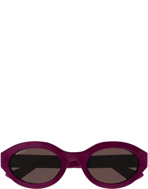 Gucci Eyewear Gg1579s Line Gg Logo 004 Fuchsia Brown Sunglasse