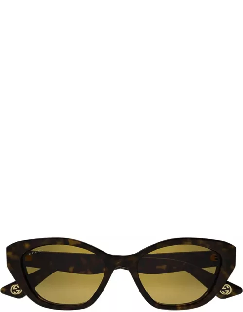 Gucci Eyewear Gg1638s Linea Lettering 002 Havana Gold Sunglasse