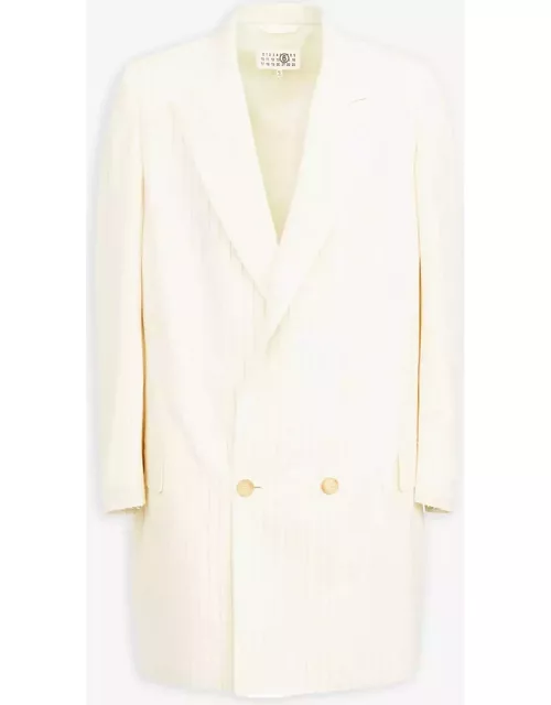 MM6 Maison Margiela Giacca Off white pinstriped long double-breated blazer