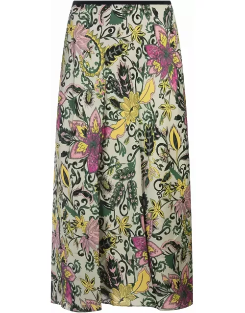 Diane Von Furstenberg Dina Reversible Skirt In Garden Paisley Mint Green And Pink