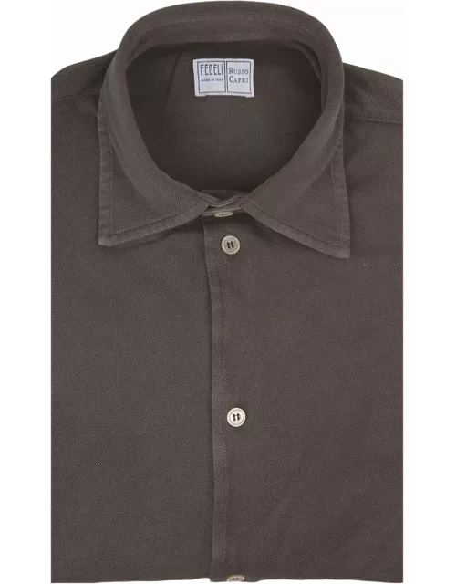 Fedeli Shirt In Brown Cotton Piqué