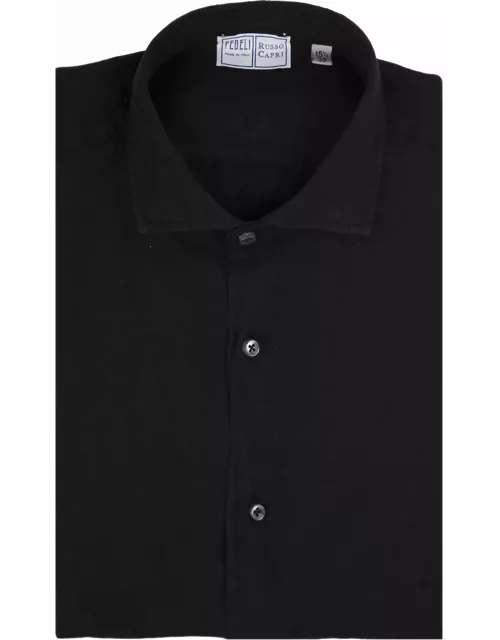 Fedeli Nick Shirt In Black Linen