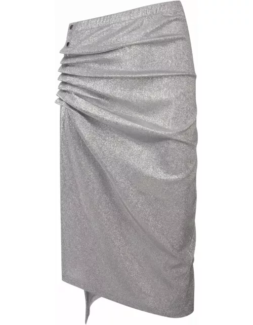 Paco Rabanne Silver Lurex Midi Skirt