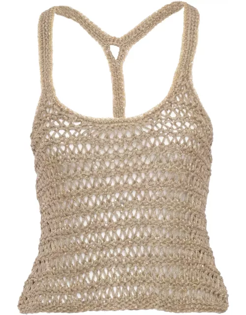Alberta Ferretti Gold Crochet Top
