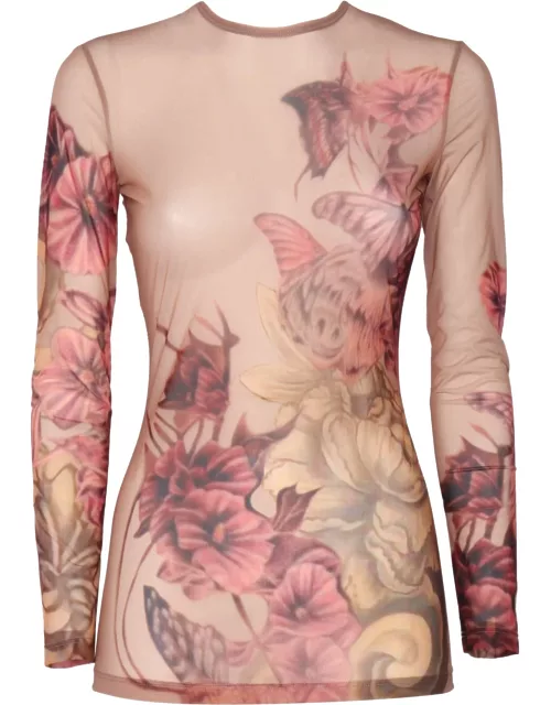 Alberta Ferretti Floral Tattoo Print T-shirt