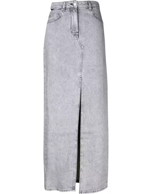 IRO Grey Split Long Denim Skirt