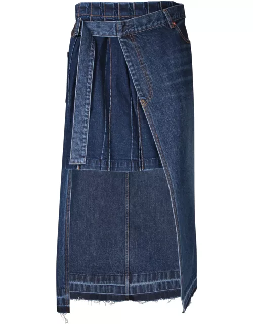 Sacai Blue Asymmetric Denim Skirt