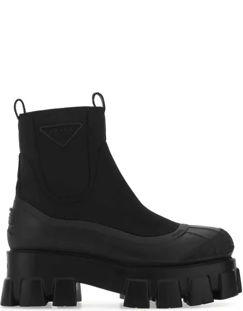 Prada Black Fabric And Re-nylon Monolith Ankle Boot