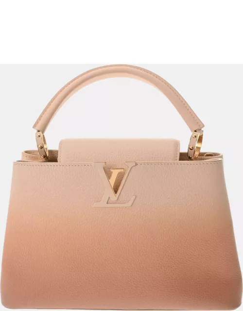 Louis Vuitton Beige Leather PM Capucines Top Handle Bag