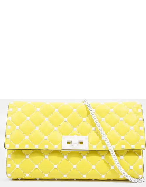 Valentino Rockstud Wallet On Chain Yellow Leather