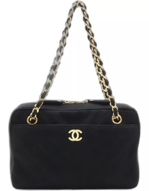 Chanel Black Jersey Chevron Camera Bag