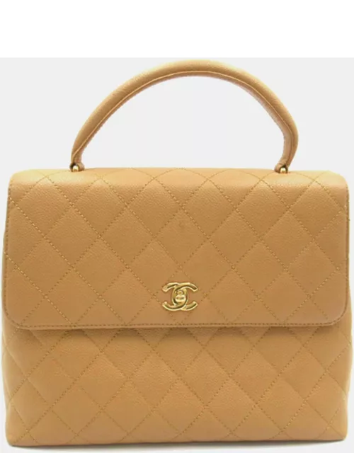 Chanel Beige Leather Small Kelly Top Handle Bag
