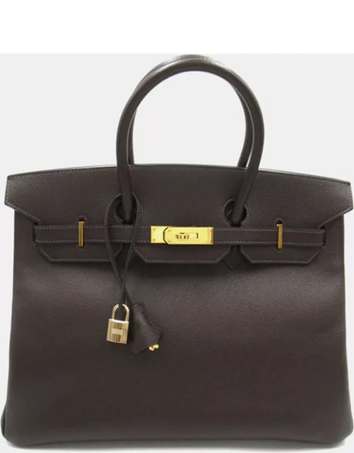 Hermes Brown Leather Epsom Birkin 35 Bag