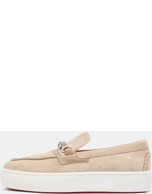 Christian Louboutin Beige Suede and Leather Metallur Sneaker