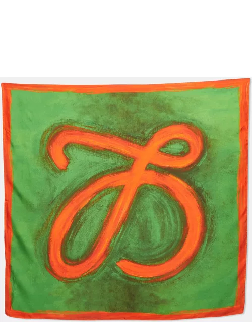 Loewe Green/Orange Printed Square Scarf