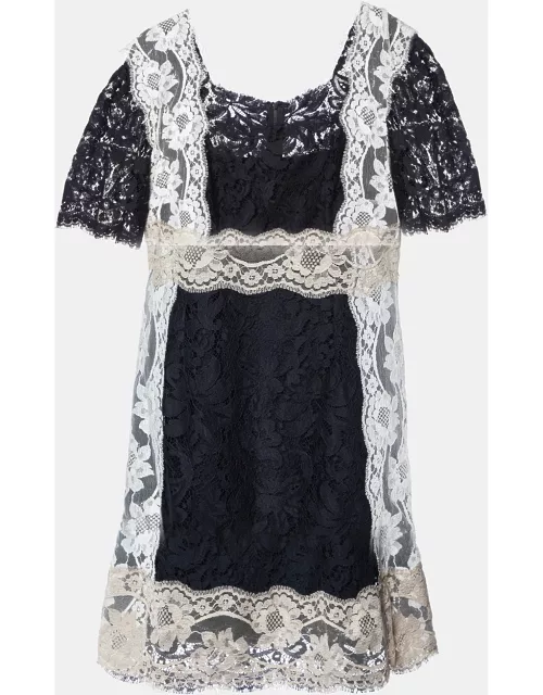Dolce & Gabbana Black Floral Lace Mini Dress