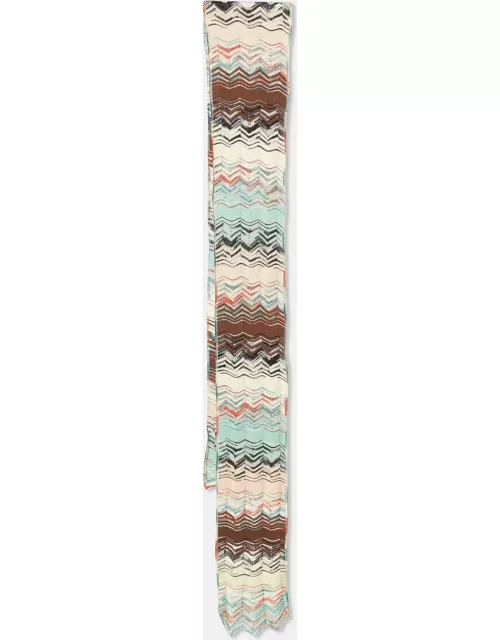 Missoni Multicolor Chevron Knit Cotton Blend Scarf