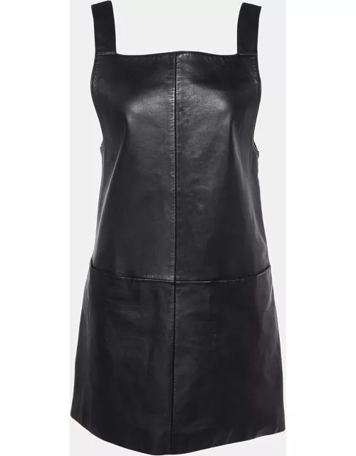 Maje Black Leather Sleeveless Mini Dress