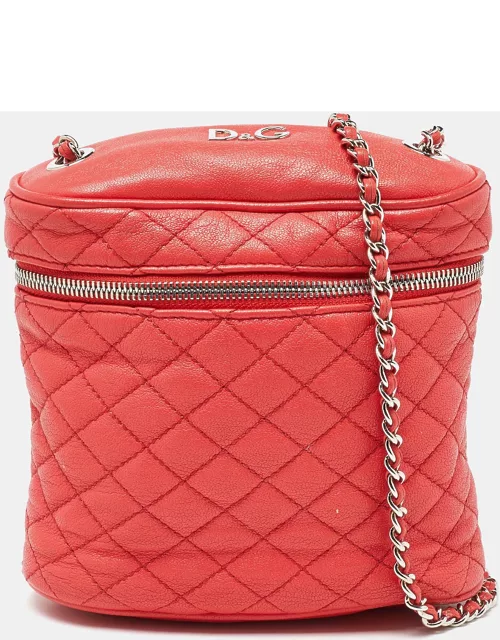 D & G Red Leather Lily Glam Chain Crossbody Bag