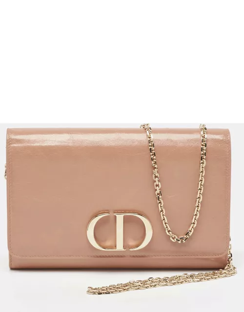 Dior Beige Glossy Leather 30 Montaigne Chain Clutch