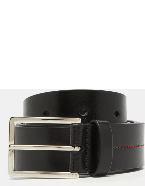Dior Black Leather Buckle Belt 80C