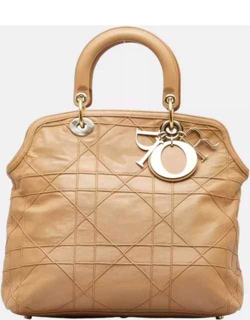 Dior Beige Leather Medium Cannage Granville Tote Bag