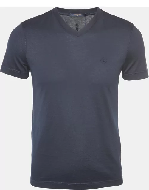 Louis Vuitton Navy Blue Cotton V-Neck T-Shirt