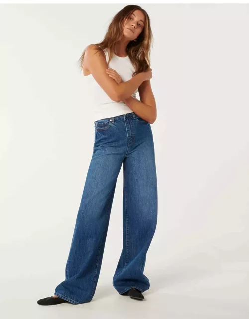 Forever New Women's Heather Wide-Leg Jeans in Mid Wash