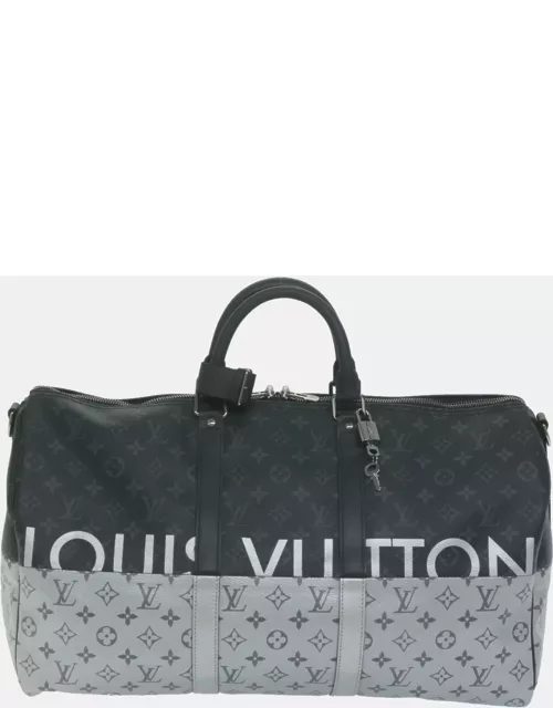 Louis Vuitton Black Split Canvas Keepall Bandouliere 50 Duffel Bag