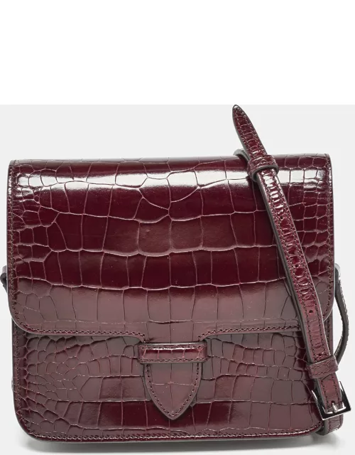 Alaia Burgundy Embossed Leather Crossbody Bag