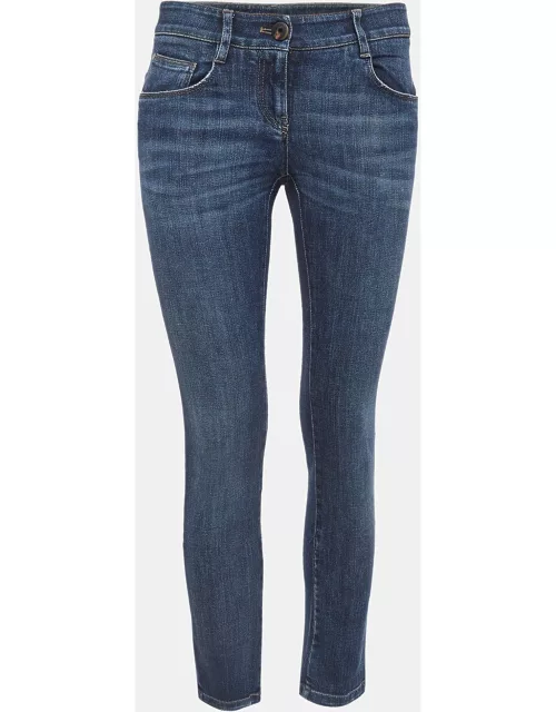 Brunello Cucinelli Navy Blue Denim Skinny Jeans S Waist 28"