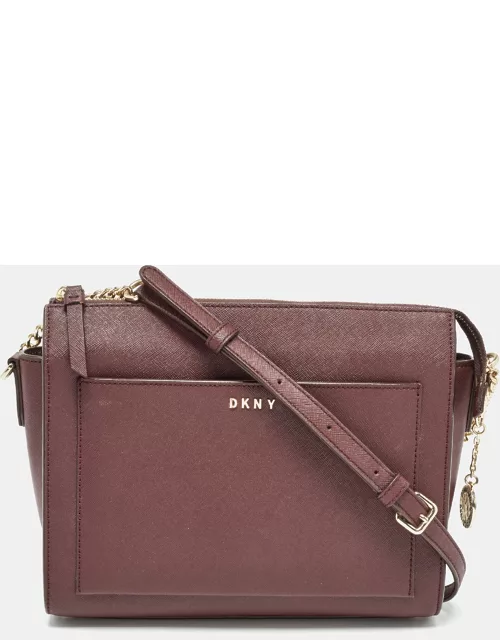 DKNY Brick Burgundy Saffiano Leather Ava Crossbody Bag