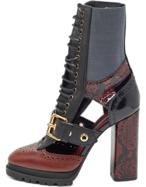 Burberry Two Tone Snakeskin Embossed Water Marsh Ankle Boot