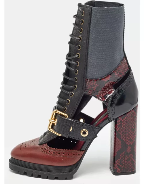 Burberry Two Tone Snakeskin Embossed Water Marsh Ankle Boot