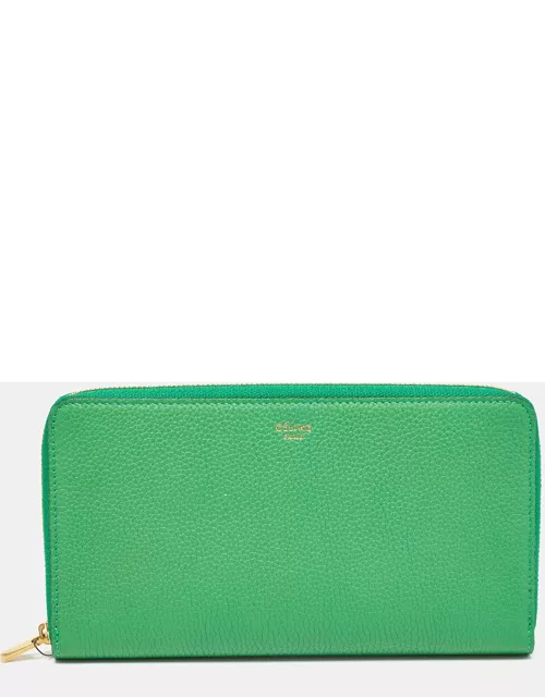 Celine Green Leather Large Zipped Multifunction Wallet