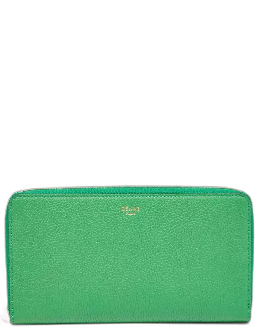 Celine Green Leather Large Zipped Multifunction Wallet