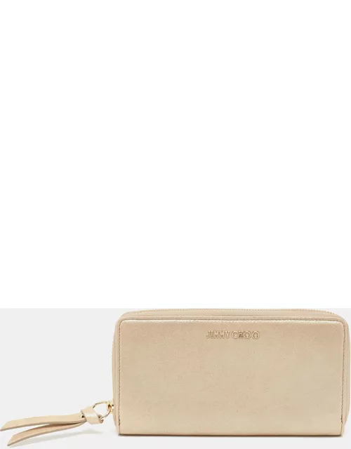 Jimmy Choo Gold Shimmer Leather Pippa Continental Wallet