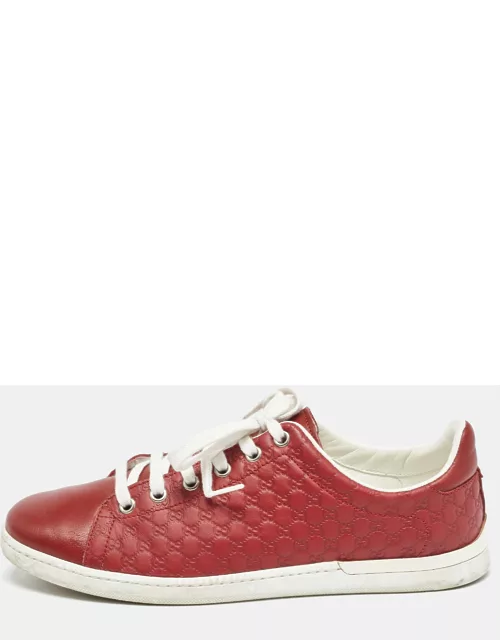 Gucci Red Microguccissima Leather Low Top Sneaker