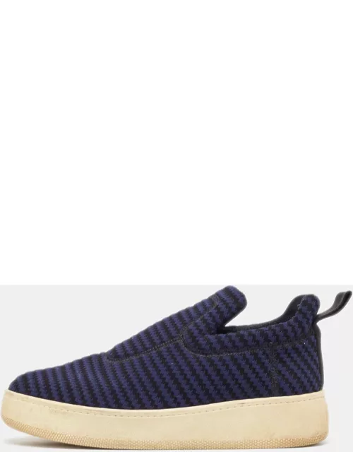 Celine Navy Blue/Black Canvas Platform Slip On Sneaker